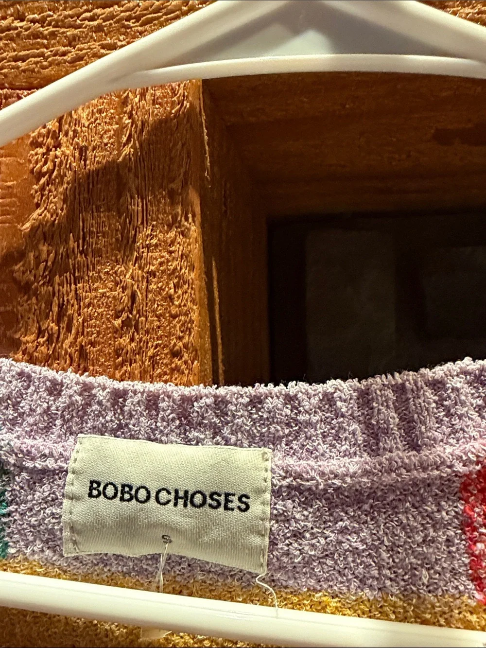 Bobo Choses Lavender Crewneck Sweater with Red, Green and Yellow Plaid - Picture 6 of 11